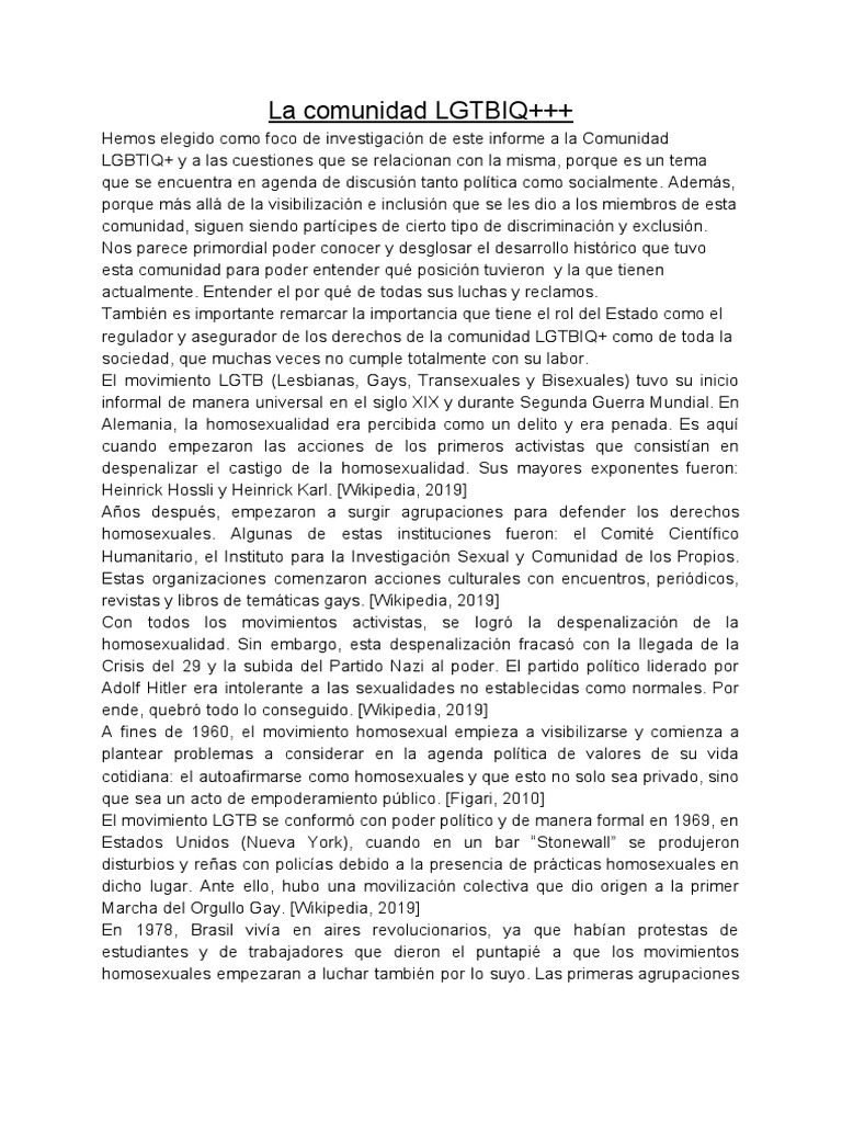 Historia de la Comunidad LGBTIQ+ | PDF | LGBT | Estudios LGBTQIA+