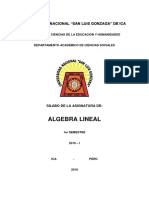 Silabo Unica Algebra Lineal-2019 - I