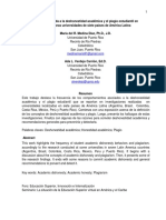 Deshonestidad académica y plagio estudiantil en universidades de América Latina