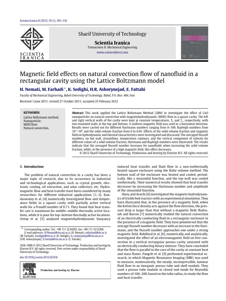Magnetic Field Effects On Natural Convection Flow of Nanofluid | PDF ...