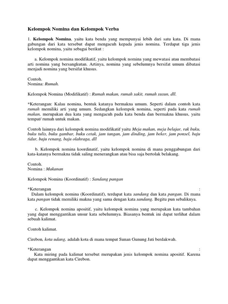 Kelompok Verba Dan Nomina