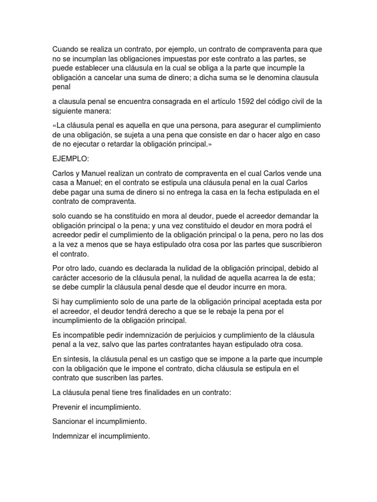 Clausula Penal PDF Información del gobierno Instituciones sociales