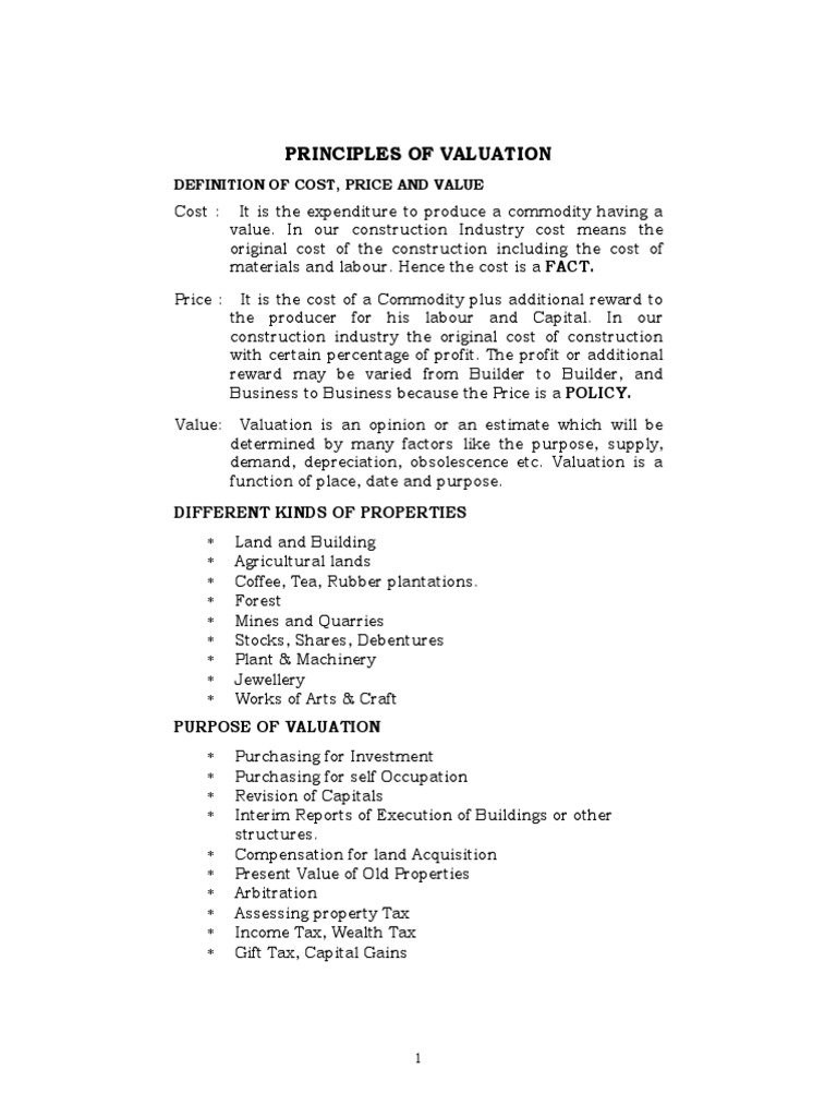 Principle Of Valuation Download Free Pdf Real Estate Appraisal