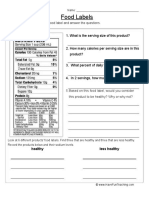 Act 2 Reading Food Labels Worksheet B