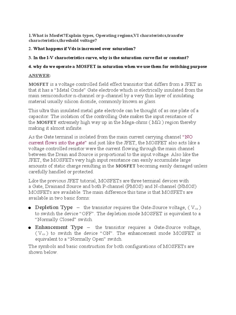 CMOS Interview Questions PDF Field Effect Transistor Bipolar