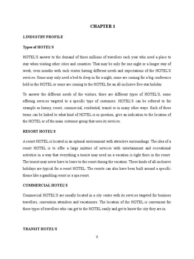 Hotel Industry PDF Market Segmentation Debits And Credits