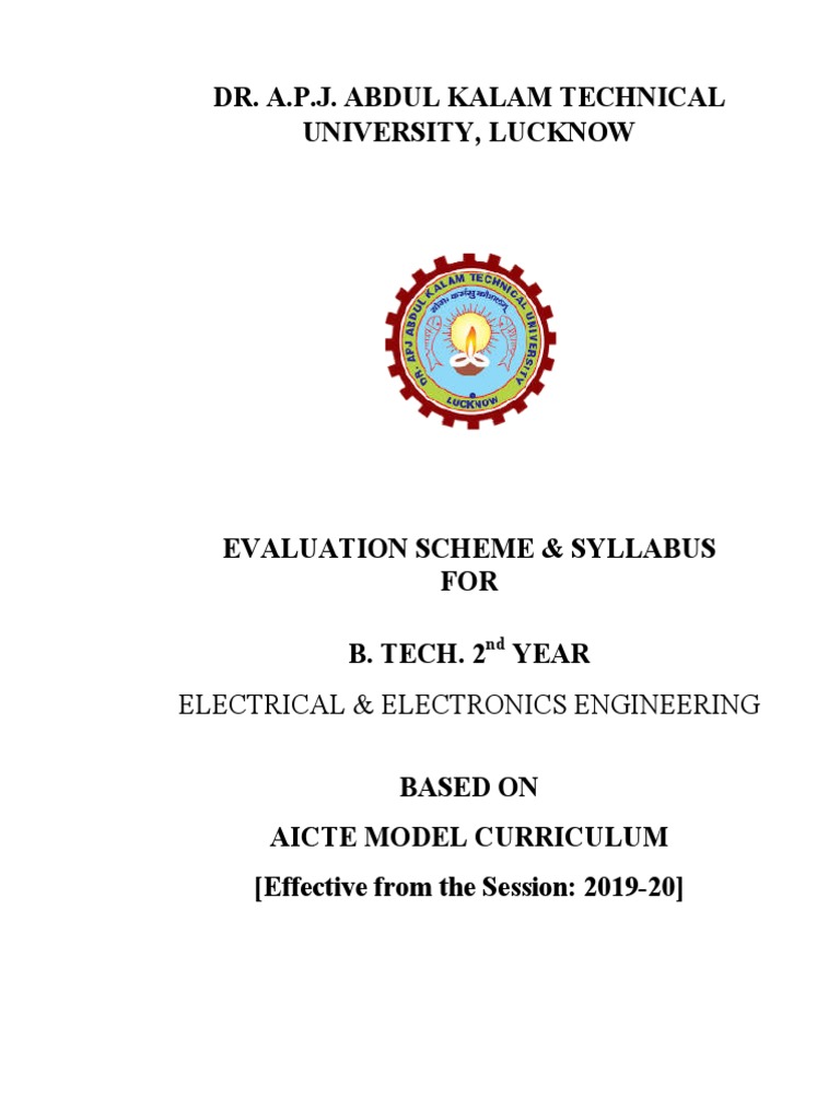 B.tech. 2nd Year Electrical & Electronics AICTE Model Curriculum 2019 ...