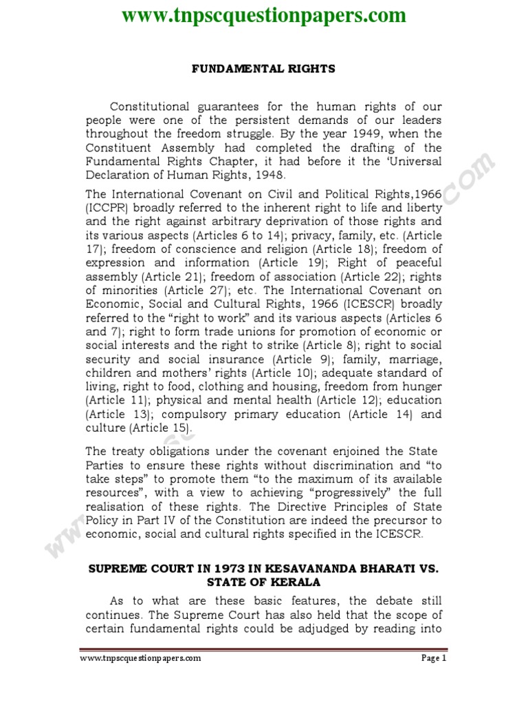 Fundamental Rights PDF | PDF | Ethical Principles | Constitutional Law