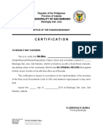 Certification: Municipality of San Mariano