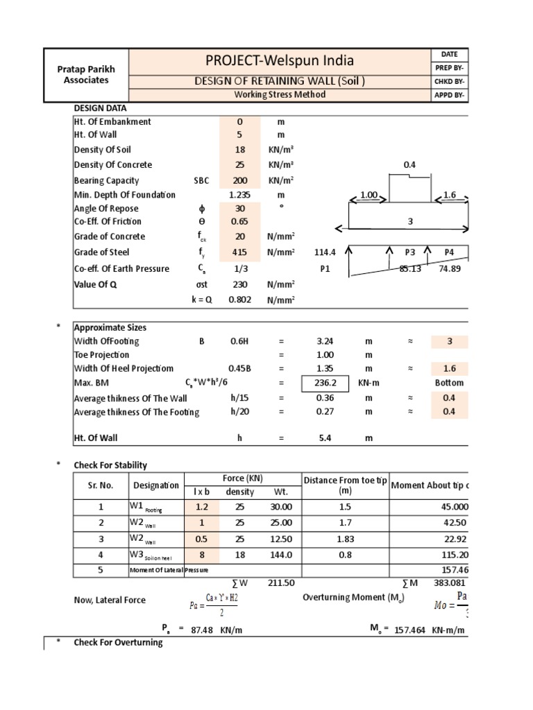 Design of Retaining Wall Soil Pressure Final | PDF | Mechanics ...
