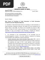 Circular Dated 27.06.2014 Data Format For Furnishing of Credit Information To Credit Information Companies and Other Regulatory Measures