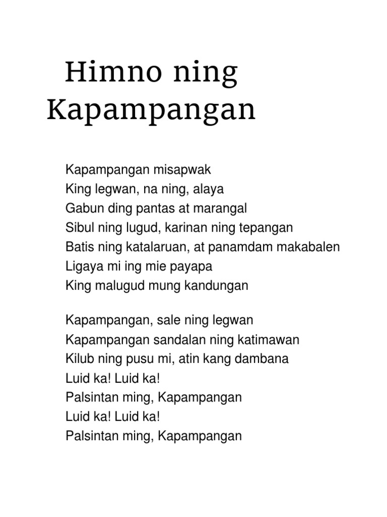 Himno Ning Kapampangan Lyrics