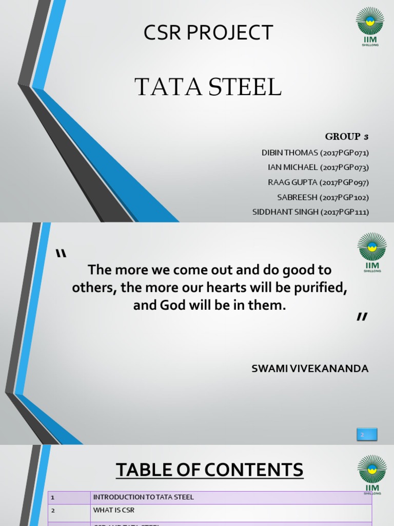 Tata Steel CSR Initiatives Overview | PDF | Corporate Social ...