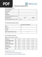 Performance Appraisal Form: Part 1 Personal Particulars