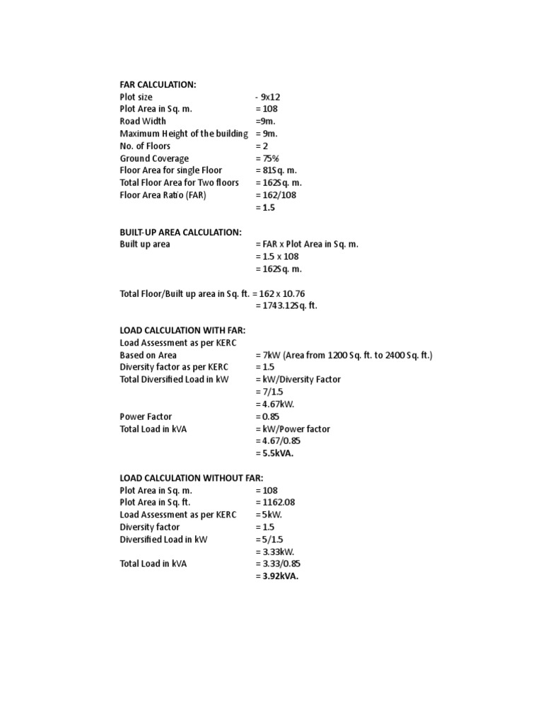 Far Calculation For Electrical Pdf