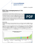 Euro Area Unemployment at 7.5%: June 2019