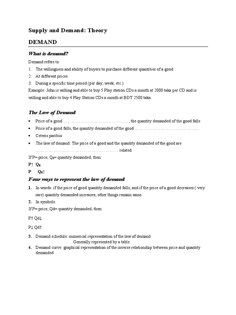 Supply and Demand: Theory Demand | PDF | Supply And Demand | Demand Curve