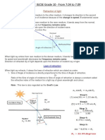 Notes For IGCSE Grade 10 - From 7.04 To 7.09: Refraction of Light