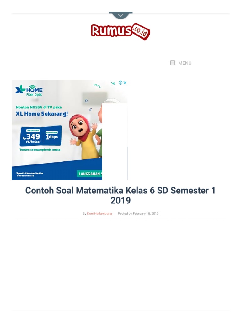 Contoh Soal Matematika Kelas 6 SD Semester 1 2019 | PDF | Metode ...