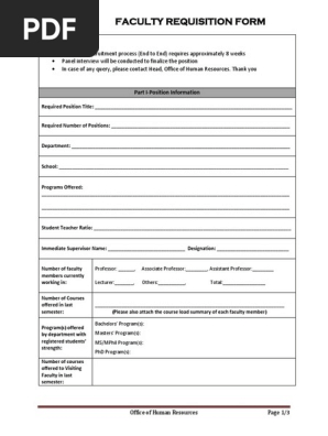 8. Faculty Requisition Form