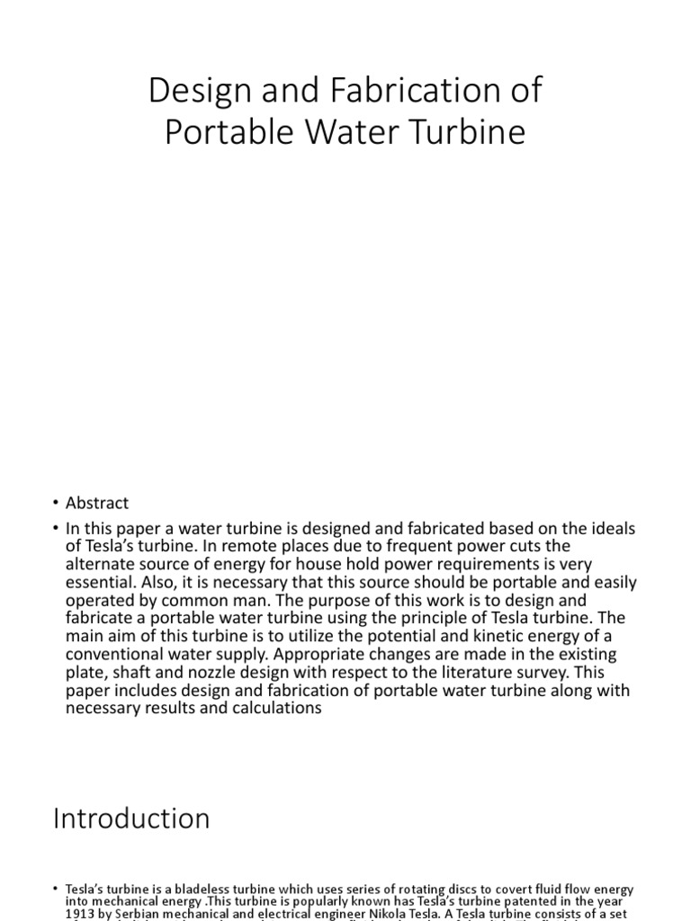 Portable Tesla Water Turbine Design | PDF | Turbine | Mechanical ...