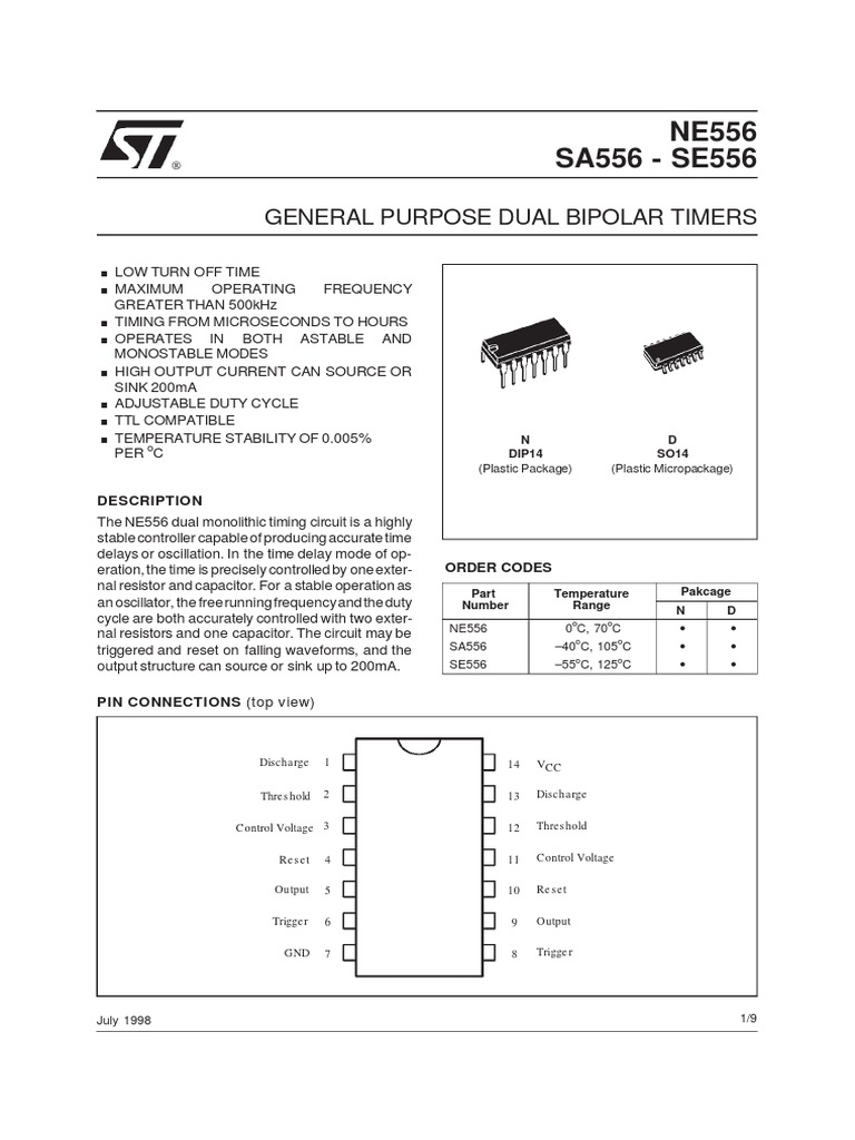 LM556 ST PDF | Download Free PDF | Digital Electronics | Electrical ...
