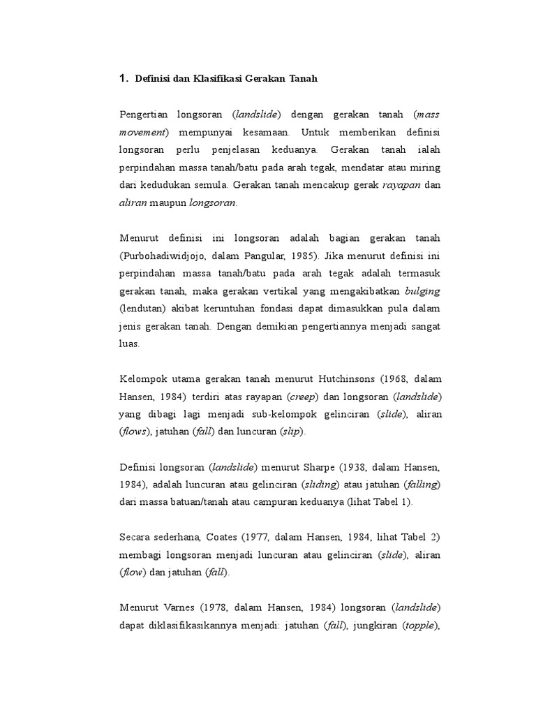 Definisi dan Klasifikasi Longsoran | PDF