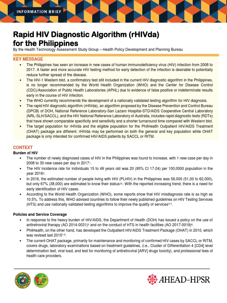 Rapid HIV Diagnostic Algorithm (rHIVda) For The Philippines PDF | PDF ...