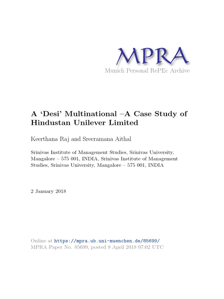 hindustan unilever case study pdf