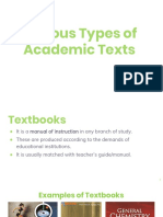 Various Types of Academic Texts