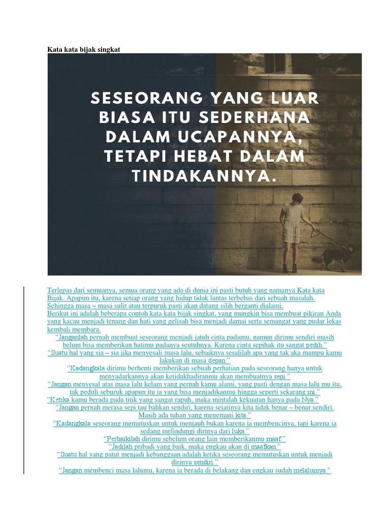 Kata Kata Bijak Singkatdocx Kata Kata Bijak Singkatdocx