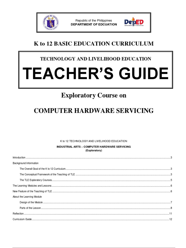 Teacher'S Guide: Exploratory Course On Computer Hardware Servicing ...