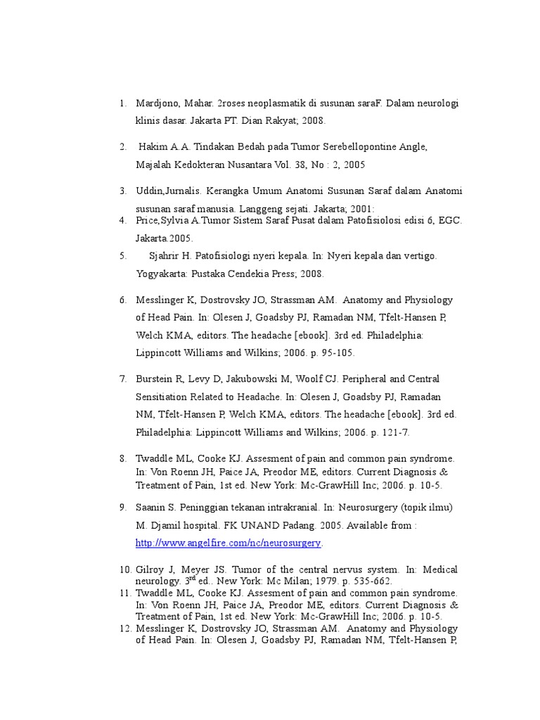 Daftar Pustaka Tumor Symptoms And Signs General Symptoms And Signs