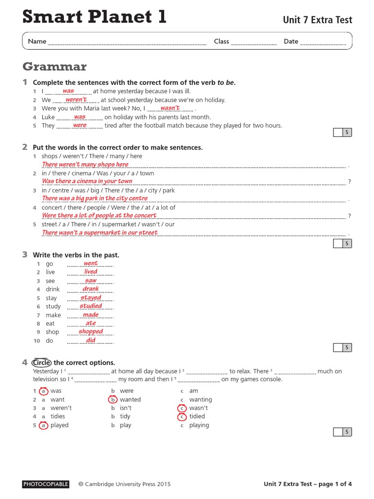 Unit 7 Extra Test With Answers PDF | PDF