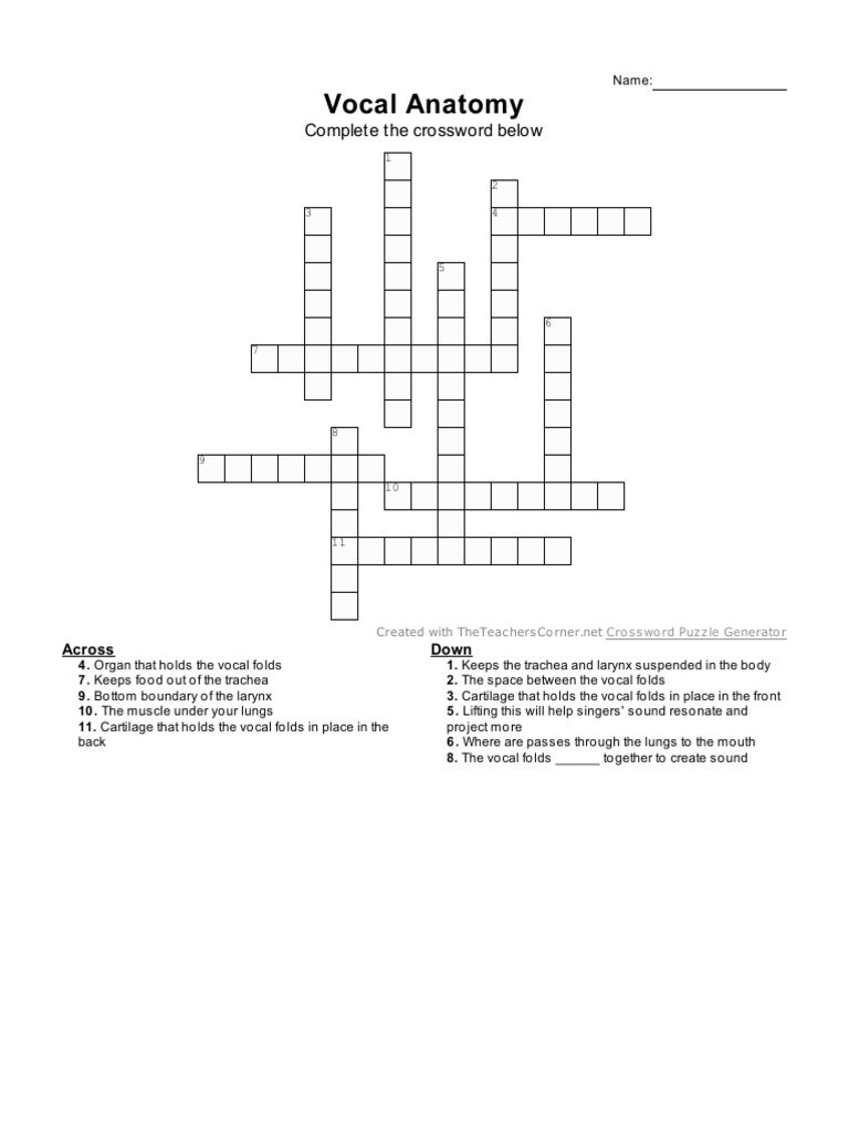 Vocal Anatomy Crossword | PDF