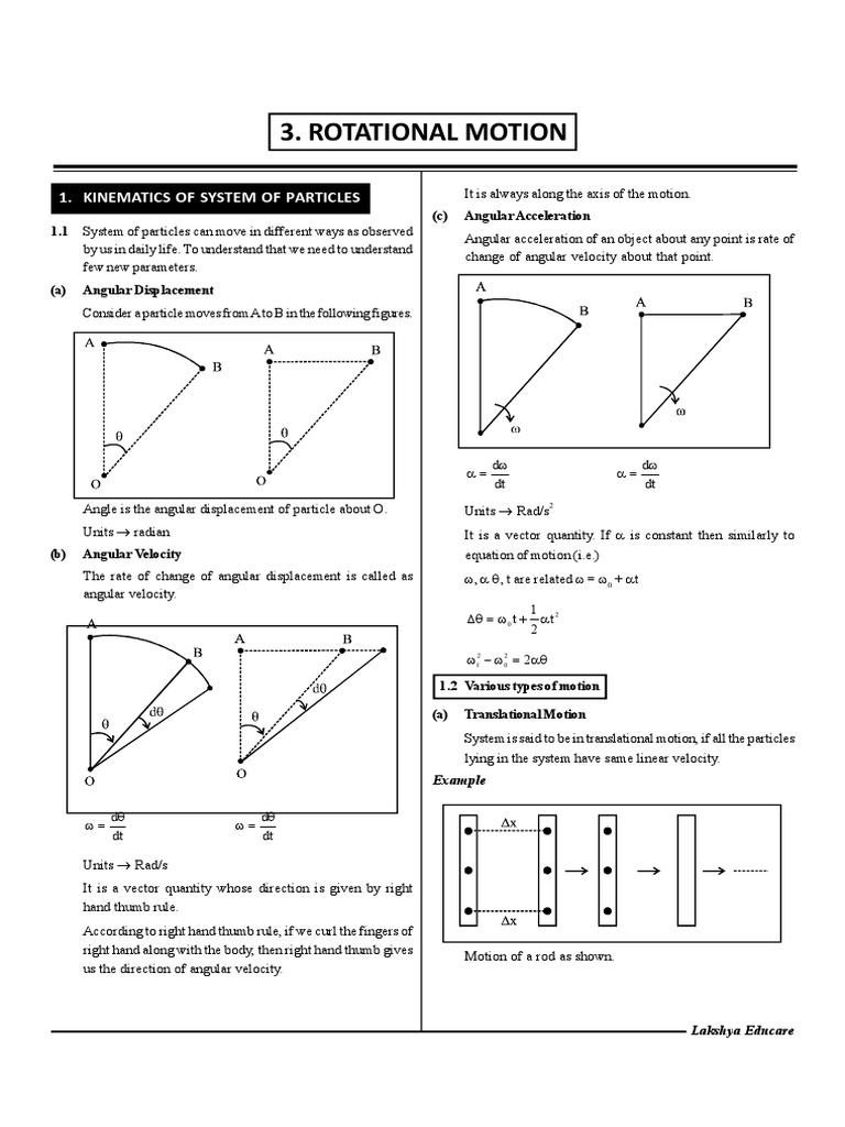 Rotational Motion PDF | PDF | Rotation Around A Fixed Axis | Torque
