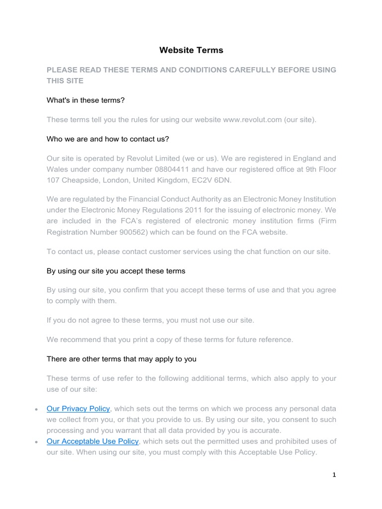 Revolut Terms and Conditions | PDF | Financial Transaction | Money