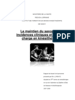 Maintien du saxophone, incidences cliniques, kinésithérapie