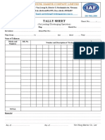 Tally Sheet: Sheet No (On Loading/ Discharging Operation)