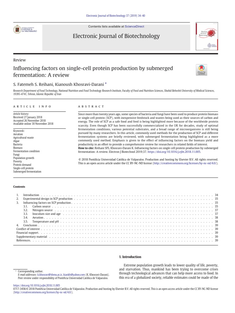 Electronic Journal of Biotechnology S. Fatemeh S. Reihani, Kianoush