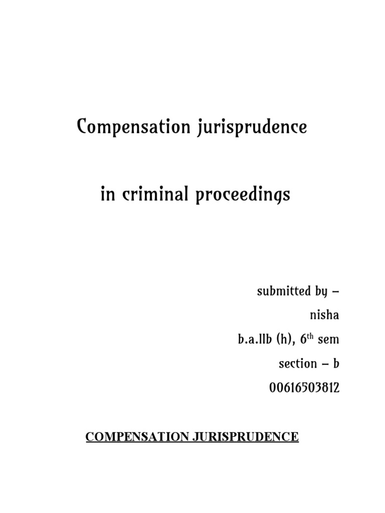 Compensation Jurisprudence in Criminal Proceedings | PDF | Damages ...