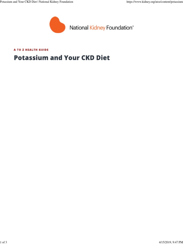 Managing Potassium in CKD Diet | PDF