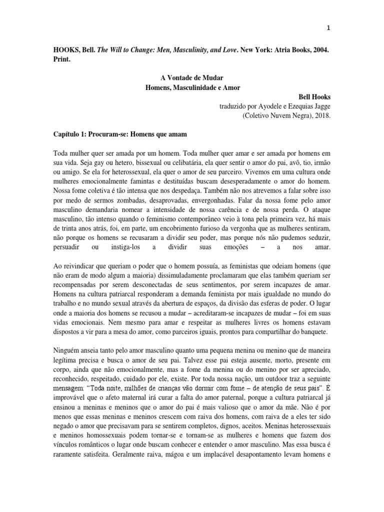 A Vontade de Mudar Bell Hooks | PDF | Patriarcado | Machismo