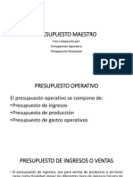 Presupuesto maestro: operativo, financiero, ingresos, producción, gastos