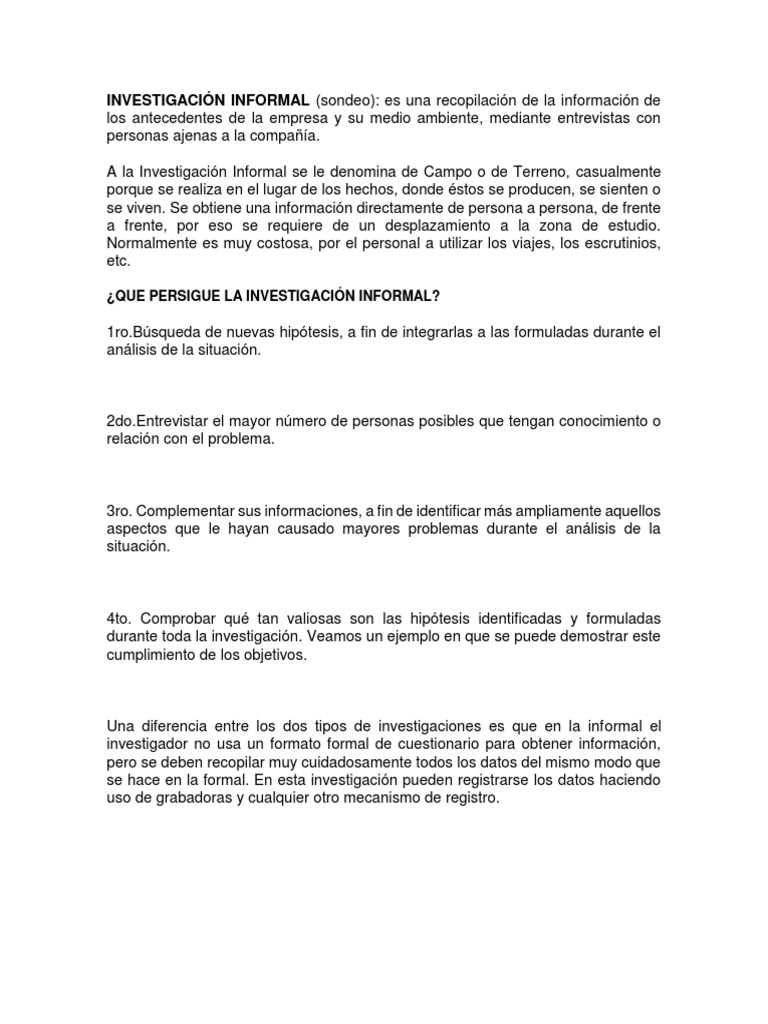 Investigacion Informal | PDF | Información | Ciencia cognitiva