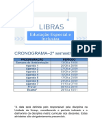 Cronograma - Libras - 2 Semestre de 2019