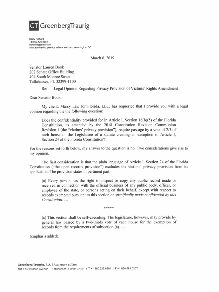 Marsy's Law Legal Opinion