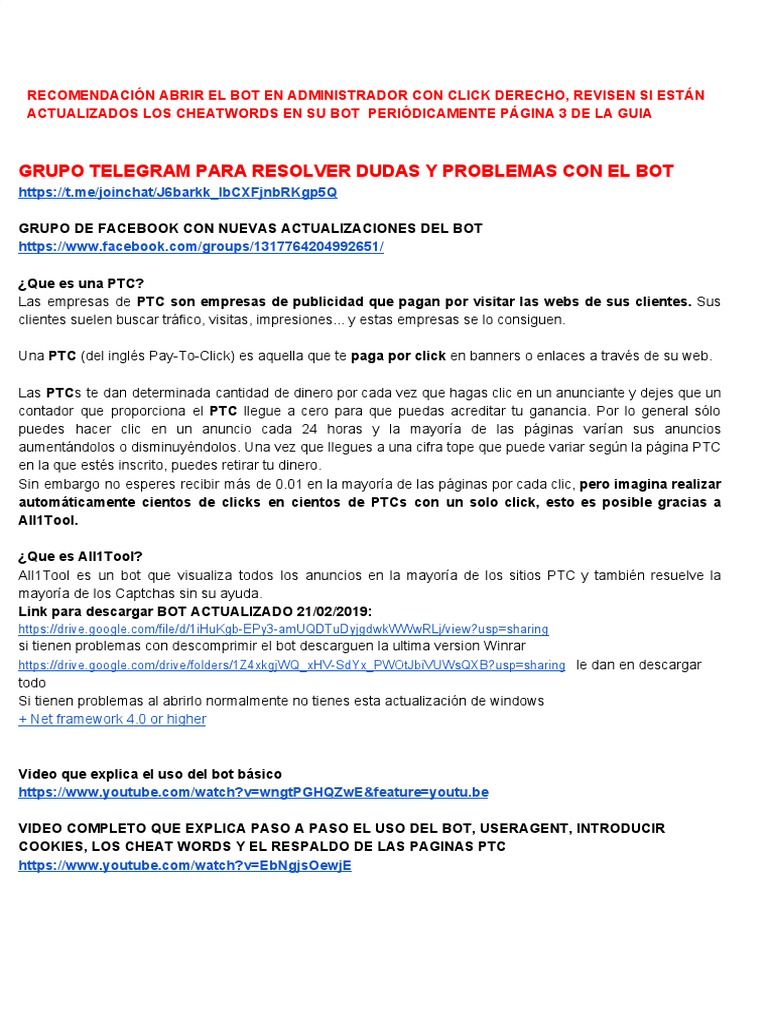 Guía de uso para All1Tool en PTCs | PDF | Internet Bot | Cookie HTTP