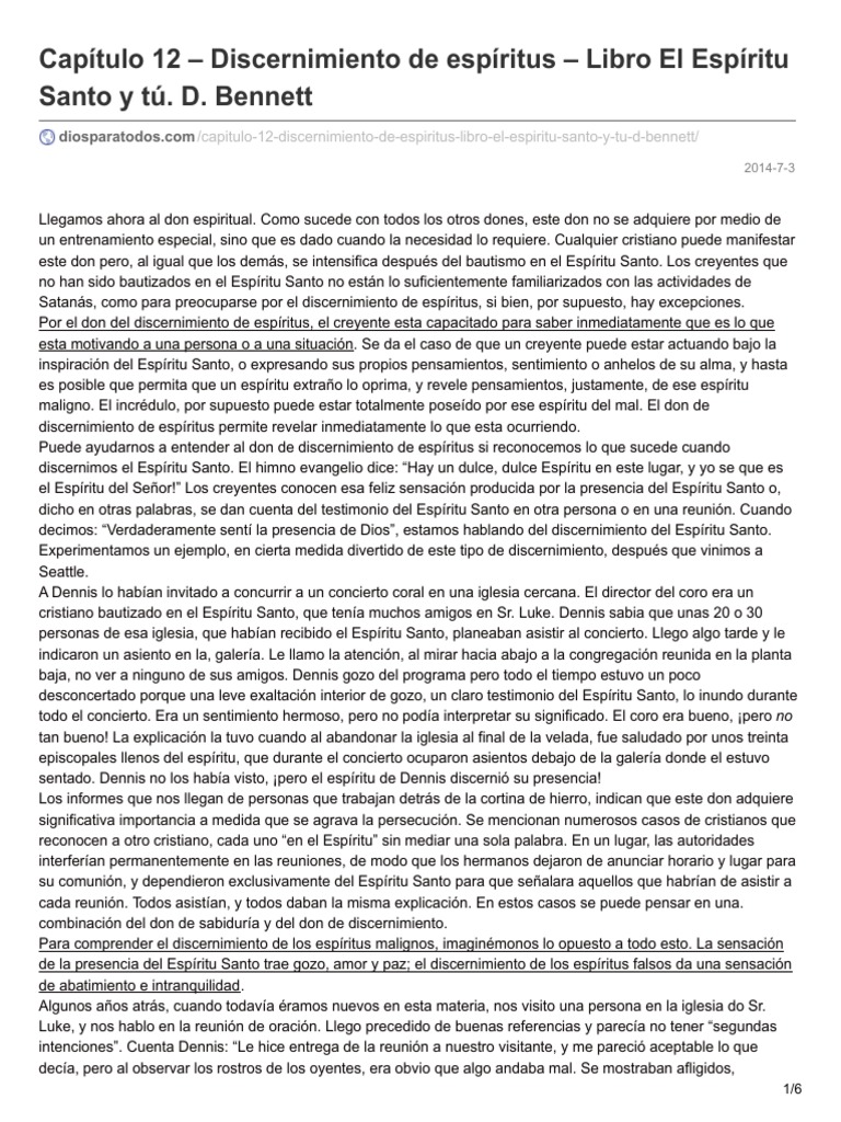 Discernimiento de Espíritus en la Fe | PDF | Oración | espíritu Santo