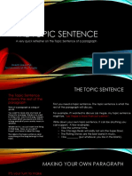 A Very Quick Refresher On The Topic Sentence of A Paragraph